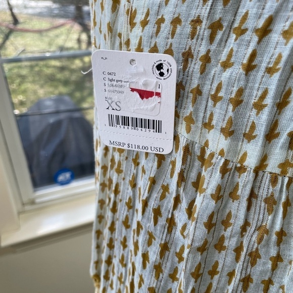 Free People Women’s Midnight Dance Printed Cotton Maxi Dress Light Grey XS - Picture 15 of 16